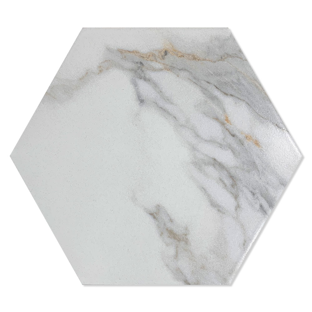 Marmor Klinker Hex Marble Hvid-Gul Mat 20x24 cm